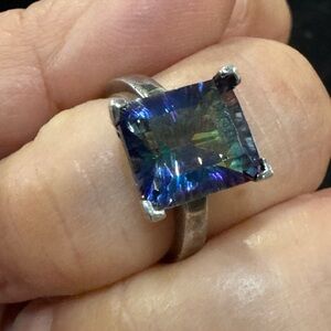 SIZE 7  925 sterling Silver Ring with mystic topaz $40